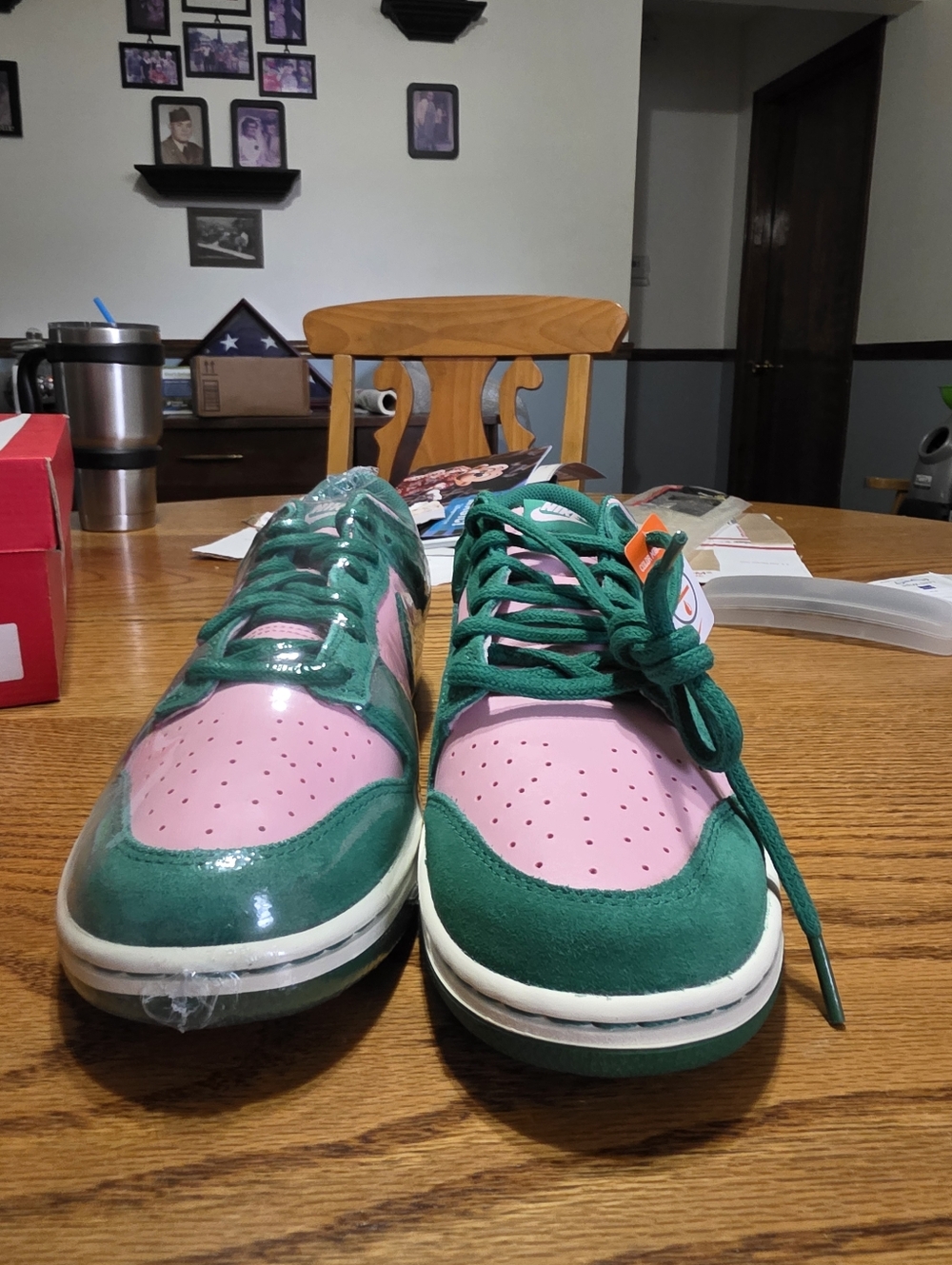 Nike Dunk Low "Watermelon" Size 10m Green and Pink Low-Top Sneakers New